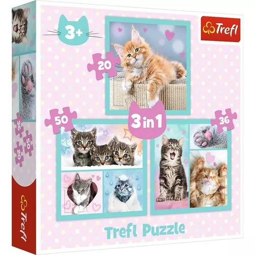 Trefl Puzzle 3w1 Słodkie zwierzaki kotki