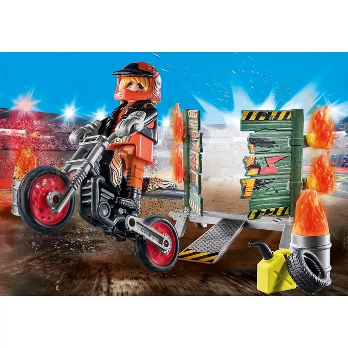 Playmobil Zestaw z figurką Stunt Show 71256 Starter Pack Pokaz kaskaderski ze ścianą ognia