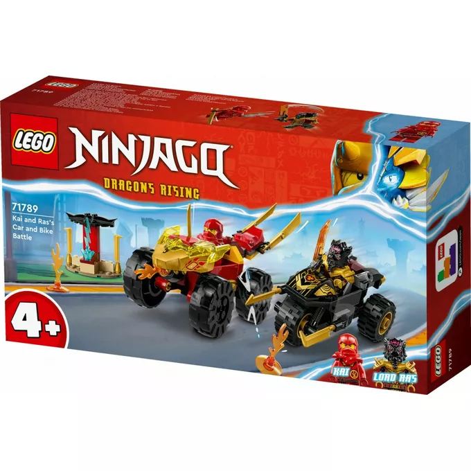 LEGO Klocki Ninjago 71789 Bitwa samochodowo-motocyklowa między Kaiem a Rasem