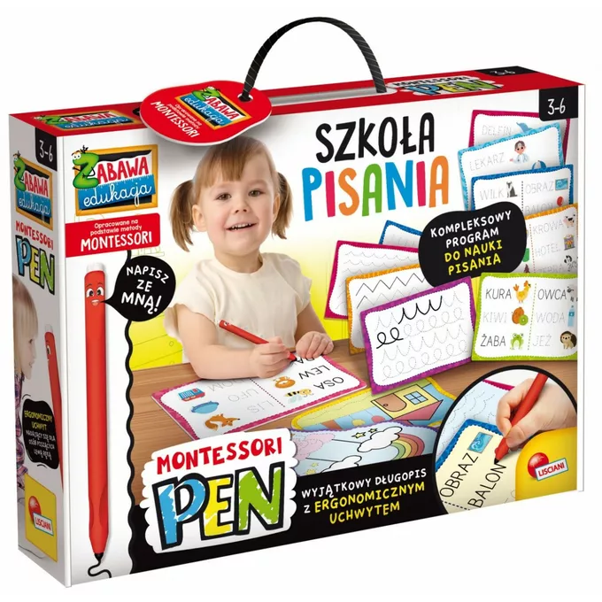 Lisciani Zestaw edukacyjny Montessori Pen Szkoła pisania z 18 tabliczkami