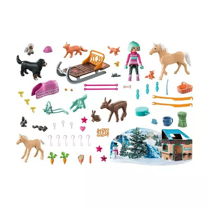 Playmobil Zestaw z figurkami Country 71345 Kalendarz adwentowy Konie: Świąteczny kulig