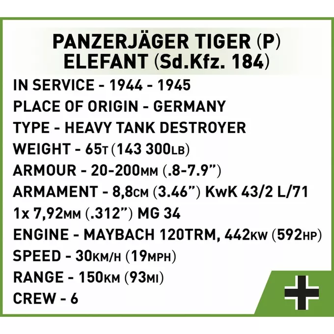 Cobi Klocki Klocki Panzerjager Tiger (P) Elefant