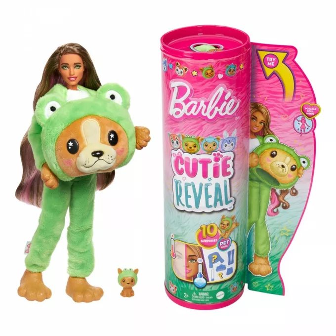 Mattel Lalka Barbie Cutie Reveal Piesek - Żaba