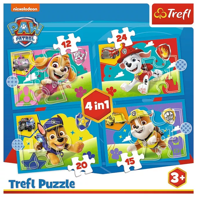 Trefl Puzzle 4w1 Biegnące pieski Psi Patrol (Paw Patrol)