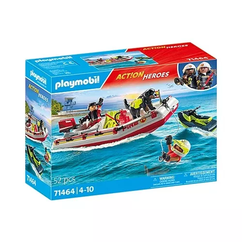 Playmobil Zestaw figurek Action Heroes 71464 Łódź straży pożarnej ze skuterem wodnym