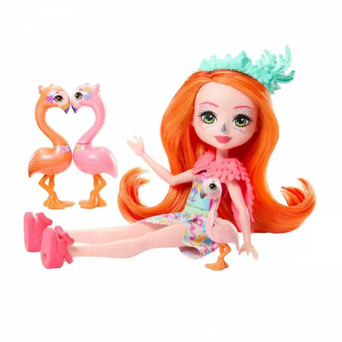 Mattel Lalka Enchantimals Rodzina Flamingów Florinda Flamingo + 3 Zwierzątka