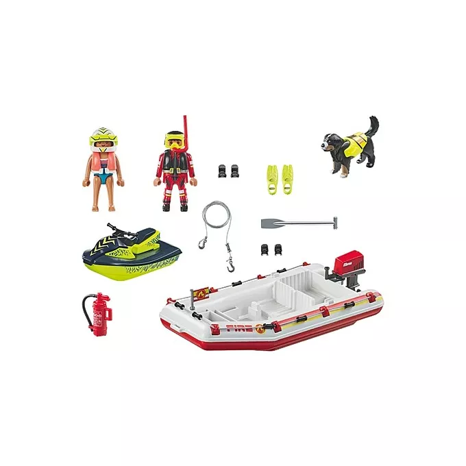 Playmobil Zestaw figurek Action Heroes 71464 Łódź straży pożarnej ze skuterem wodnym