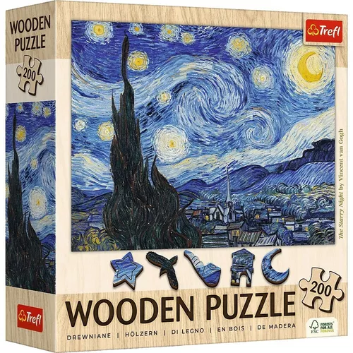 Trefl Puzzle drewniane 200 elementów Gwiaździsta Noc Vincent van Gogh