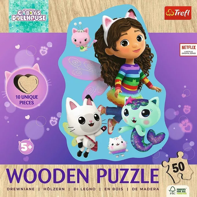 Trefl Puzzle drewniane 50 elementów Wesoła Gabby Gabi