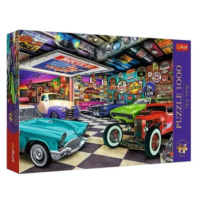 Trefl Puzzle 1000 elementów Premium Plus Garaż kolekcjonera samochodów