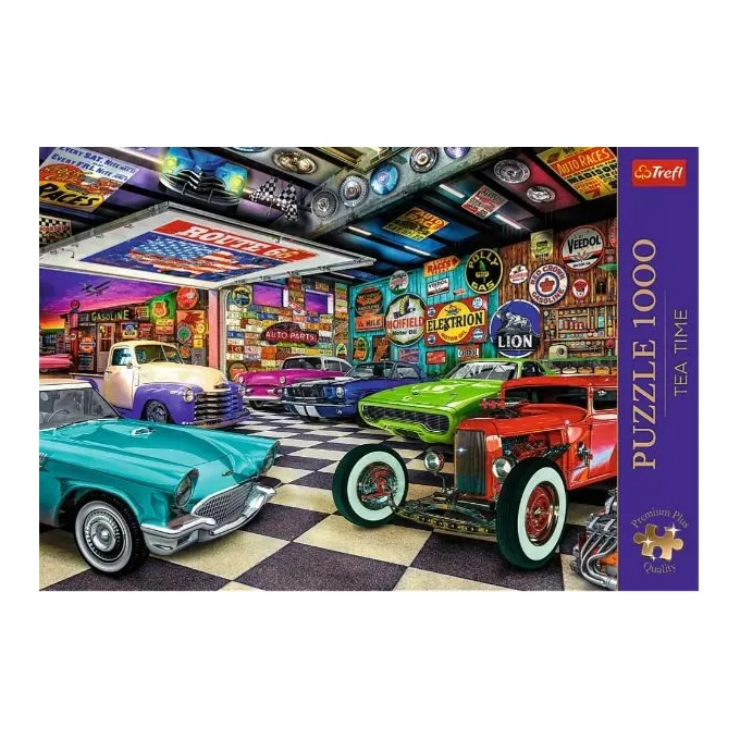 Trefl Puzzle 1000 elementów Premium Plus Garaż kolekcjonera samochodów