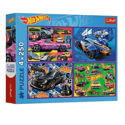 Trefl Puzzle 4x250 Wyścigowe auta Hot Wheels