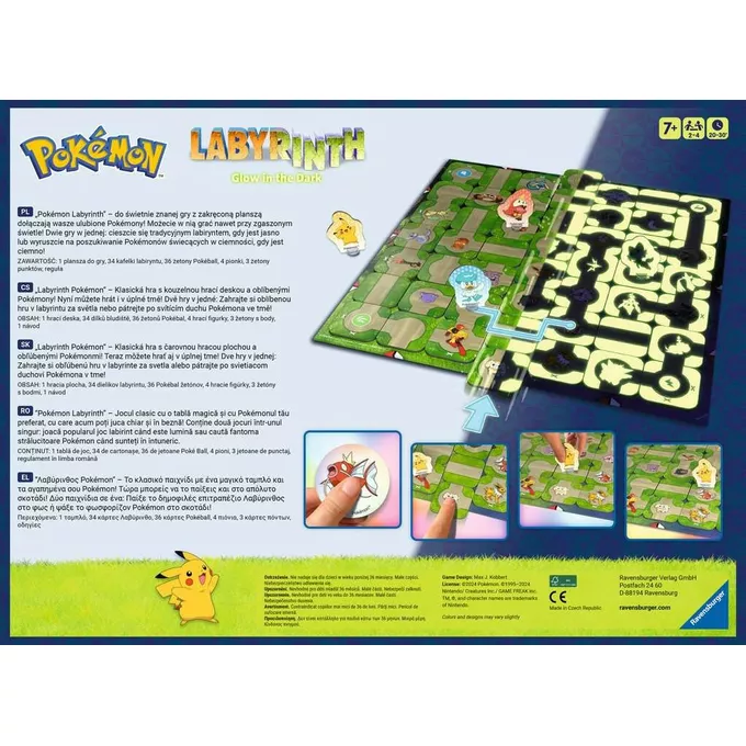 Ravensburger Polska Gra Labyrinth Pokemon Świecący w ciemności