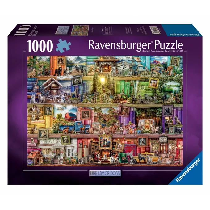 Ravensburger Polska Puzzle 1000 elementów Psy w bibliotece