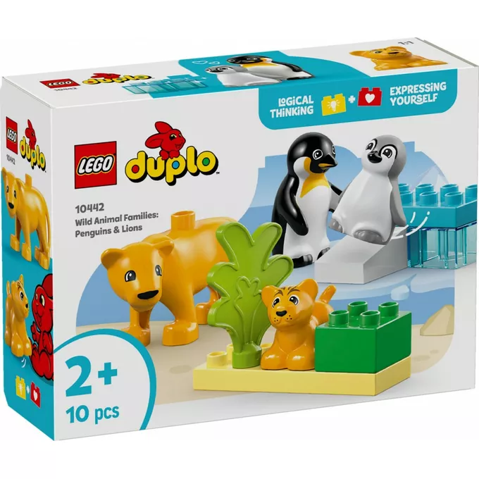 LEGO Klocki DUPLO 10442 Rodziny dzikich zwierząt: pingwiny i lwy