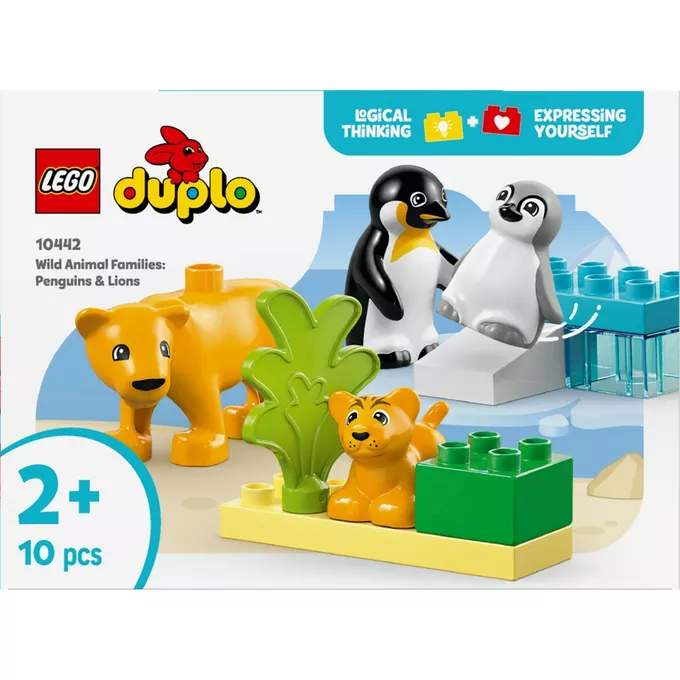 LEGO Klocki DUPLO 10442 Rodziny dzikich zwierząt: pingwiny i lwy