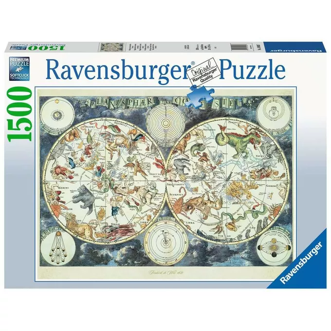 Puzzle 1500 elementów Mapa z fantastycznymi zwierzętami