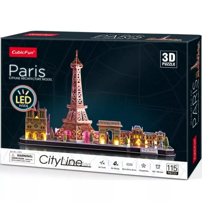 Cubic Fun Puzzle 3D LED City Line Paryż