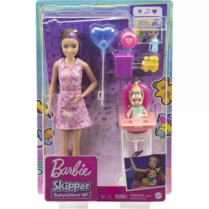 Mattel Lalka Barbie Skipper Klub Opiekunek Krzesełko Mini Urodziny GRP40