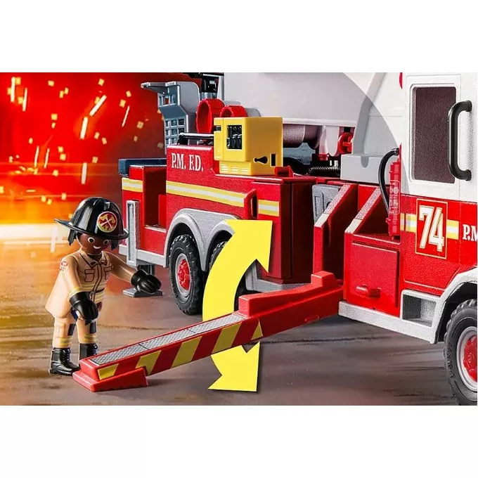 Playmobil Zestaw figurek City Action 70935 Wóz strażacki: US Tower Ladder