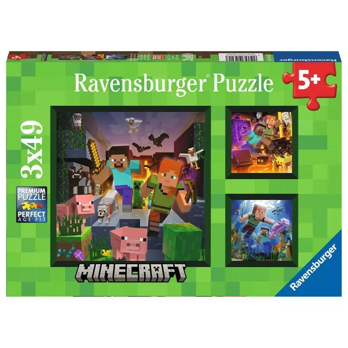 Ravensburger Polska Puzzle 3x49 elementów Minecraft